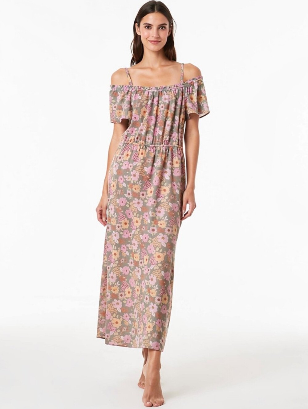 2/$20 Monteau Los Angeles Off Shoulder Floral Maxi